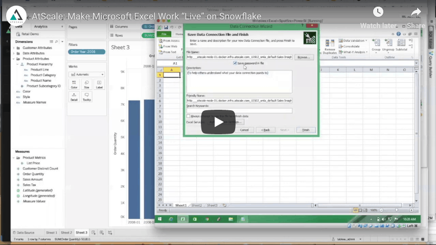Make Microsoft Excel Work &quot;Live&quot; on Snowflake