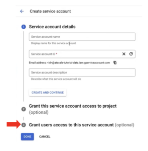 Google BigQuery - Create Service Account