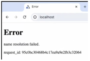 “name resolution failed” error message